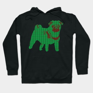 Red-Green Pug Typography Hoodie